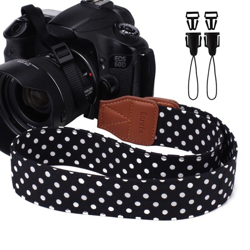 Eorefo Camera Strap Vintage Universal Shoulder Neck Belt Strap for All DSLR Camera Nikon Canon Sony Olympus Samsung Pentax Fujifilm,Black. - Image 1